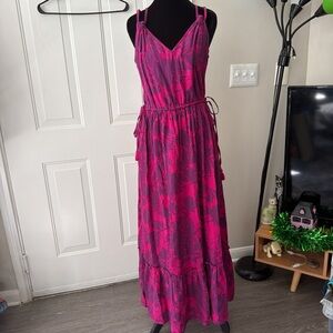 Anthropologie Fuchsia and Plum Maxi Dress